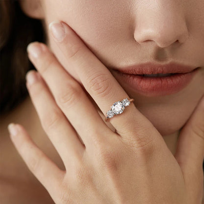 Bague Magestic Argent Moissanite Rouge